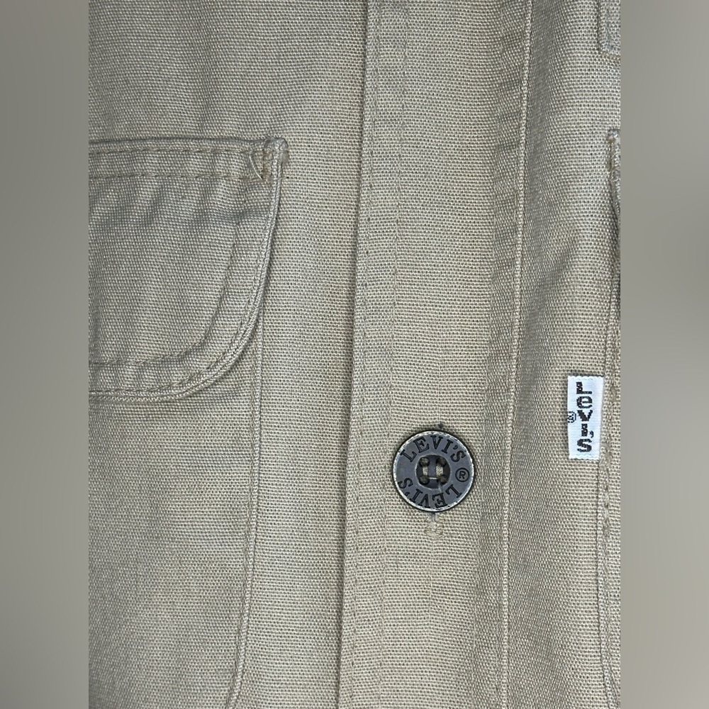 Vintage 1970s Levi’s For Men Safari/Utility Khaki Button Up Short Sleeve Shirt - Picture 6 of 11